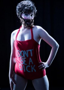 photograph of a burlesque dancer dressed as wil wheaton
