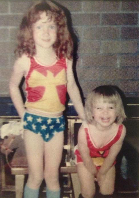 photograph of JoJo Stiletto as a child dressed in Wonder Woman underoos